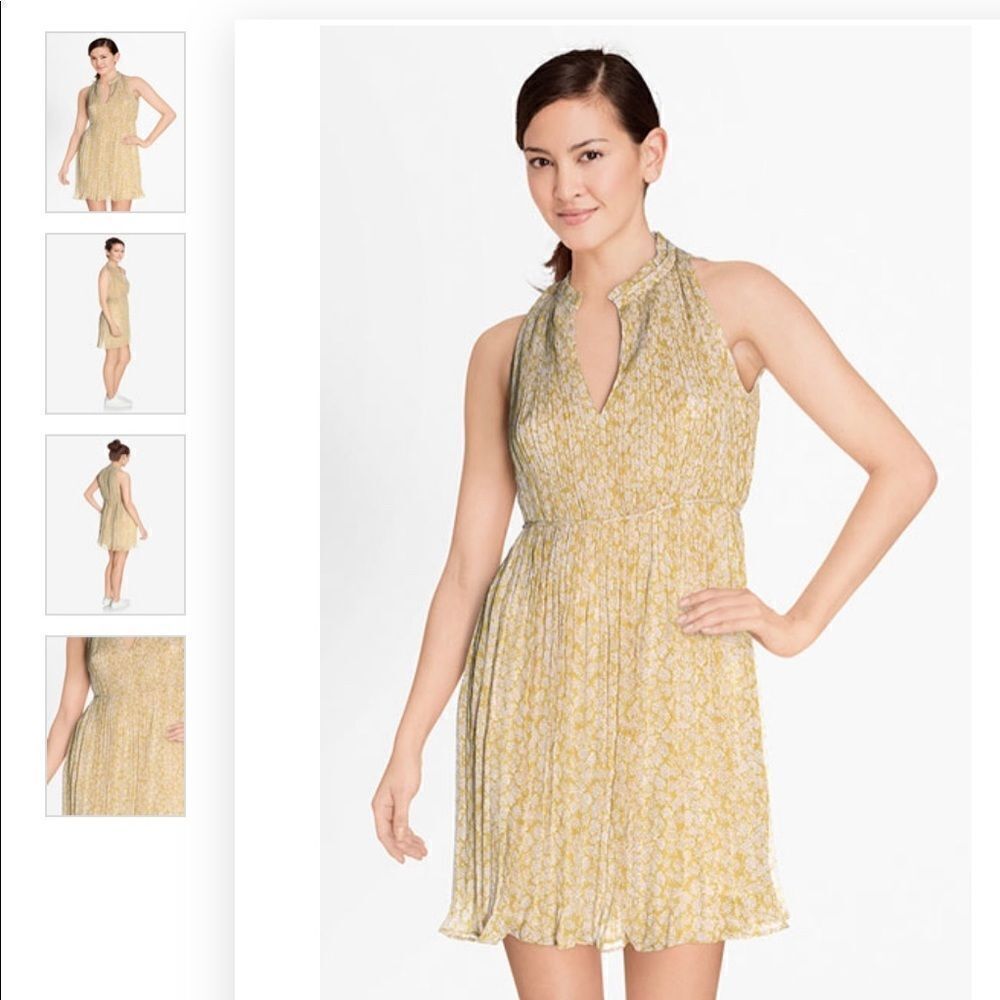 See U Soon Yellow Floral Boho Crinkle Sun‎ Dress Large